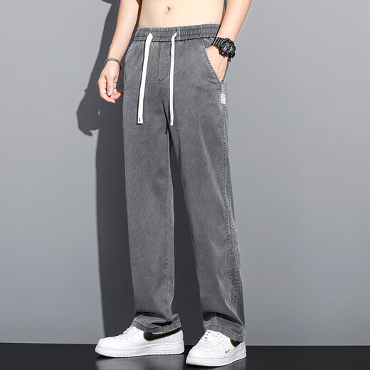 啄木鸟（TUCANO）牛仔裤男士夏季薄款潮牌直筒宽松弹力冰丝阔腿休闲长裤子男 1048灰色+1048蓝色 M