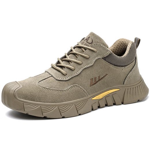 Huilijun Labour Protection Shoes Herren-Anti-Smash, Anti-Punktion, elektrisches Schweißen, Anti-Scenen-, Leichtgewichtige, weiche Bottom-Baustelle Sicherheitsschuhe isoliert, Anti-Odor, Verschleiß-resistent, Anti-Schlupf 967 Sandfarbe Low Top 39