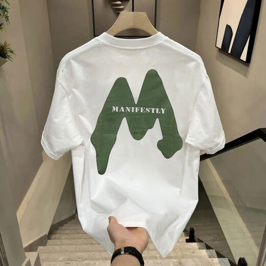 Gtyuwvg2025 sommer Casual Herren Kurzarm T-Shirt Sommer Halbärmel Pure Cotton Trendy Marke Lose All-Match Top T V983 Black XL