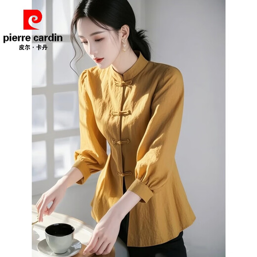 皮尔卡丹（pierre cardin）新中式气质国风上衣女士2025春秋季新款感小个子洋气舒适衬衫 玫红色 3899 L 建议100斤-115斤