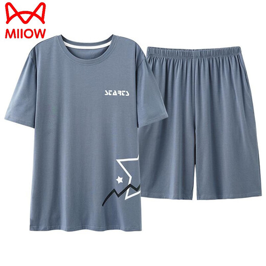 Catman pajamas summer men's modal short-sleeved shorts cool and thin style can be worn on the outside for men's home clothing suit 9207-Vest style L [recommended 100-120Jin [Jin equals 0.5 kg] wear]