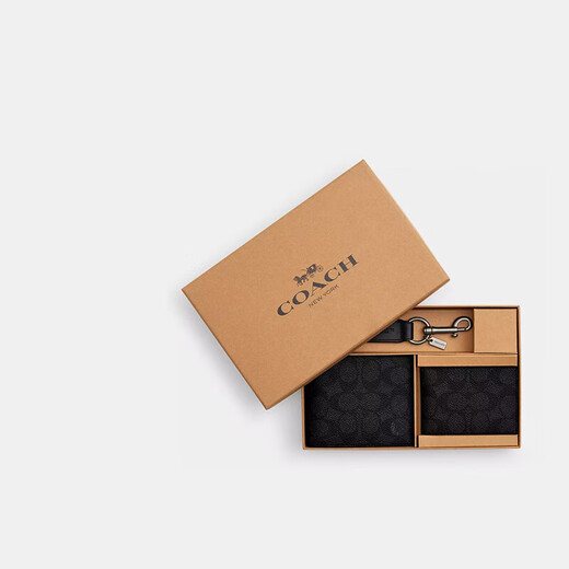 COACH brand direct supply men's bag men's classic presbyopic wallet card holder gift box black CW344 birthday gift