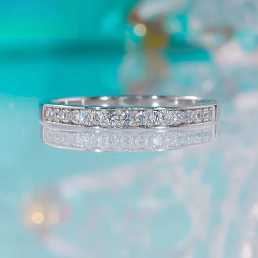 DL 1998 Fat Donglai same style pt950 platinum ring PT950 platinum mini version half diamond row ring for women simple fashion versatile No. 12