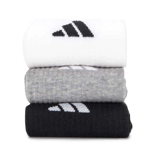 阿迪达斯 （adidas）袜子男袜女袜运动袜吸湿排汗休闲袜子高帮袜长筒袜 JC9272黑白灰三双装 XS-3436