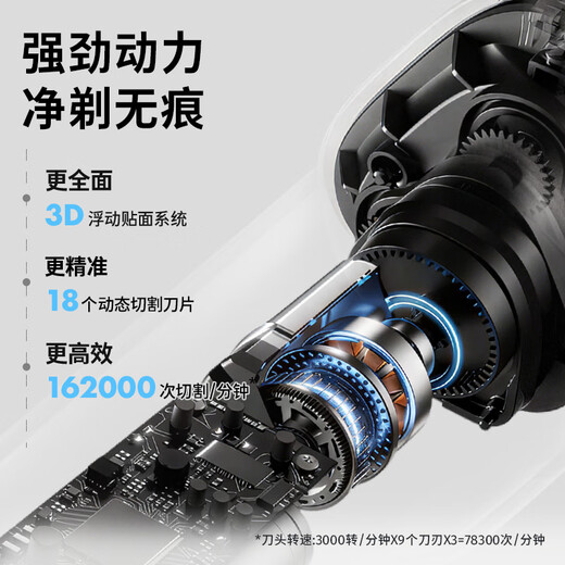 Feike Borui Electric Shaver für Männer tragbarer Rasiermesser Rotary Ganzkörper Waschwagen Schnelles Ladungs-LED-Digital Display Dreikopf Plug-and-Play-Whiskers geben Freunden Geschenke an Älteste [Hot-up-Set] Wascht PS166+ Nasen Haargerät