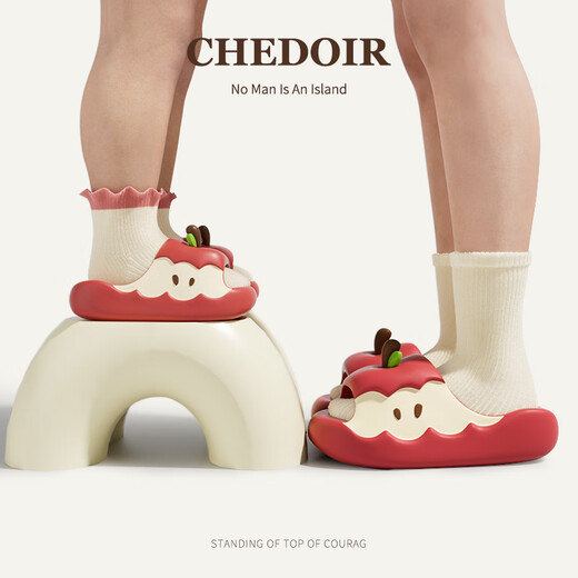 Chedoir Cartoon Apple Children's Slippers for Boys and Girls Summer Parent-Child Antibacterial EVA Anti-Slip Indoor Household Slippers Summer Red Apple 22 cm Inner Length 220 Approximately 34-35 Size Foot Wear