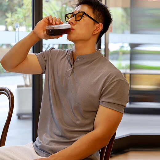 ShanSha Yitong (ShanSha Yitong) BKCXZICE New Chinese Henry Collar Short Sleeve Sportswear POLO Shirt Fitness Big Casual Top Men Waffle Henley Collar Short Sleeve - White L 170-175 high, 115-130Jin Jin equals 0.5 kg)