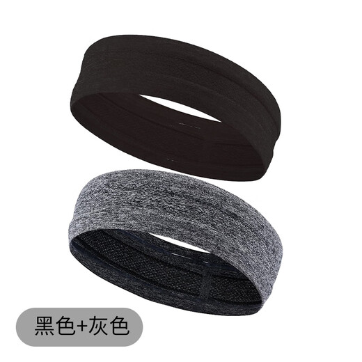 Er Jiagong Sportstadband Herren Stirnband Schweißabsorbing Stirnband Damen Schweißgurte mit Anti-Sweat-Verbrennungshaaren mit Haken Fitness Anti-Sweat-Sof-Gurt [] [Schwarz + Grau] eingebaut