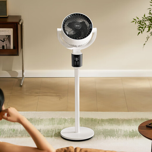 Midea air circulation fan shaking head electric fan household floor fan desktop small fan 3D swing head table fan ventilation fan light sound energy-saving dormitory fan national subsidy negative ion purification AI voice control GAI24JK