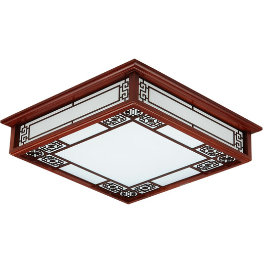 Huilide modern Chinese ceiling lamp LED square solid wood bedroom study lamp antique wood restaurant lamp Chinese style 20W dark blue 6627/45cm white light