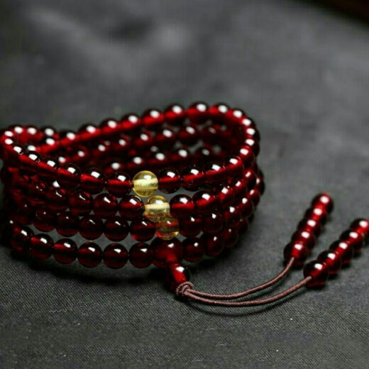 KRV natural amber beeswax bracelet 108 beads bracelet chicken oil yellow blood amber blue amber gold amber multi-ring necklace couple old beeswax 6mm 108 beads