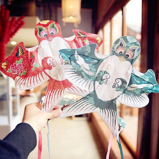 清明端午节踏青 金鱼沙燕半成品民俗手工艺品纸鸢复古风筝礼盒装 o1283彩色金鱼材料包+钓鱼竿-半