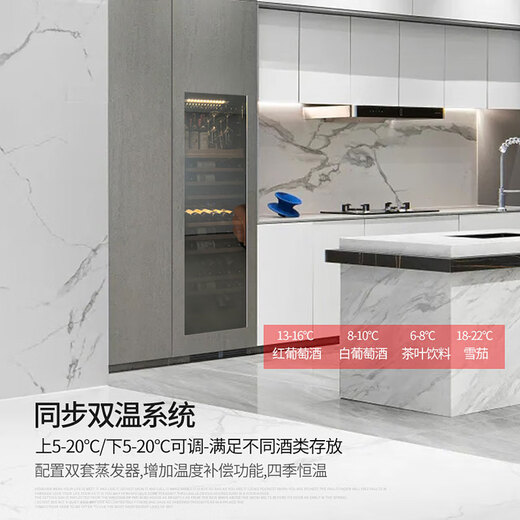 DBERLAN Embraco variable frequency air-cooled built-in red wine cabinet, constant temperature wine cabinet, cigar cabinet, tea beverage cabinet, can be hung outside the kitchen cabinet door panel, seamless installation for home use, variable frequency can be hung outside the door + single temperature, 116 bottles