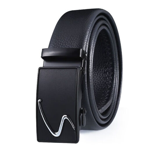 New men's belt automatic business fashion middle-aged casual pants belt versatile youth belt Korean style pants belt simple black square belt + buckle 120cm