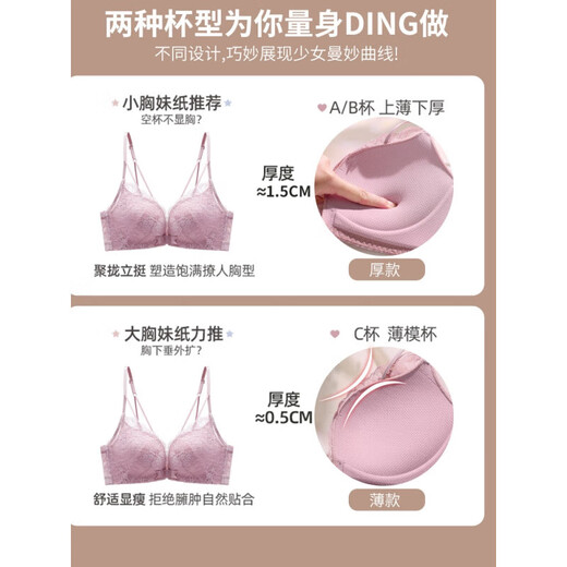 DR. SPILLER back-beautiful underwear for women with small breasts, push-up front button bra, no rims, breast-retracting and anti-sagging underwear set, sexy summer burgundy set 75B 34B