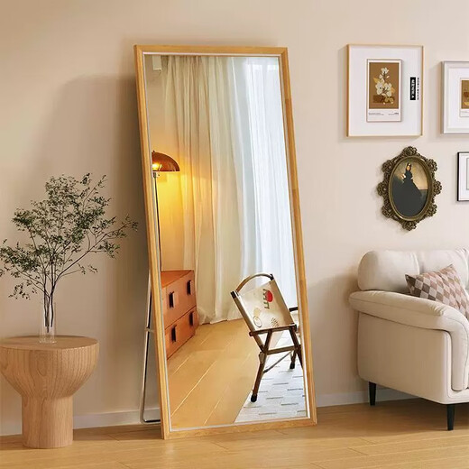 Yimo American retro dressing mirror Clothing store fitting mirror wall-mounted home floor-standing mirror bedroom full-body mirror 50 ebony color