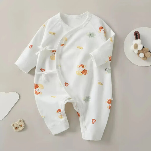 [Four Seasons Baby Climbing Clothes] Spring and Autumn Baby Clothes Class A Pure Cotton Newborn Onesie Long Sleeve Boneless M12003 Blue Love Heart 52cm