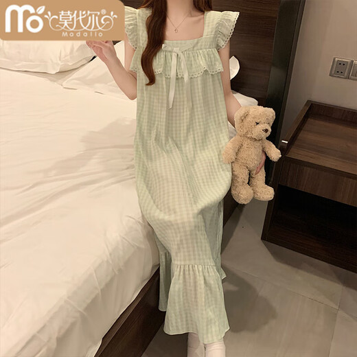 
Modal summer Korean sweet lazy princess style pajamas for women 2025 new short-sleeved plaid with chest pad home clothing set HY#682 jade color [with fixed chest pad] M Recommended 80-95 Jin [Jin equals 0.5 kg]