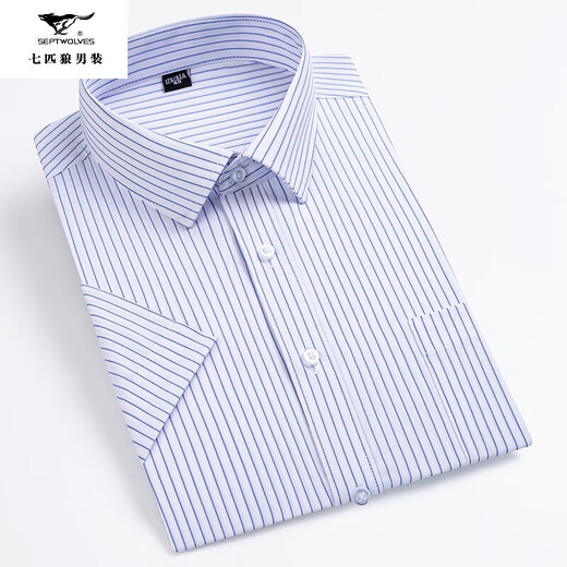 
Seven Wolf men's short-sleeved shirt 2025 summer middle-aged business casual versatile comfortable and breathable cotton professional work shirt DX6630 38