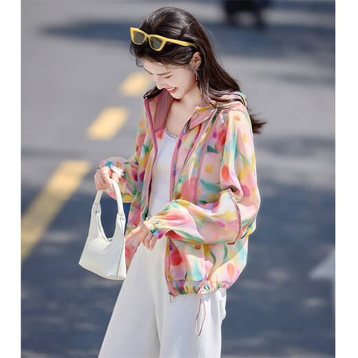 尚静莫奈花园遮阳轻薄减龄外套25夏新品活力碎花宽松长袖上衣女