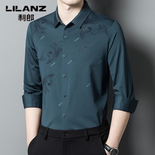 Lilang 2025 Herumn Business Herren-Langarm-Shirt mit mittleren Farbdrucken mit mittleren Farben für Jungen, die hübsche atmungsaktive All-Match-Top 6627 Red XL 115 Vorschläge 130-145jin [Jin gleich 0,5 kg entsprechen]