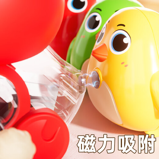 可爱家婴儿发条玩具磁吸摇摆小鸡上链上弦宝宝1一2岁会动会跑小动物 橙色摇摆鸡【鸡妈妈+3只磁吸小鸡