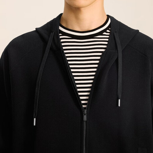 Sketch men's autumn and winter new cardigan sweater loose casual zipper hooded sports fashion trend jacket top 001 black XS