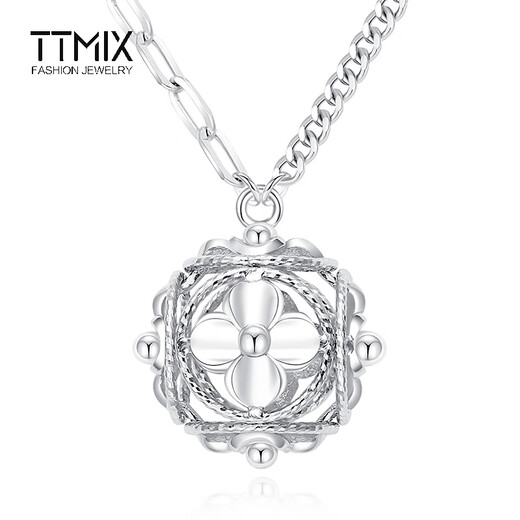 TTMIX embroidery ball platinum pendant new Chinese style pt950 women's hollow gold necklace for girlfriend flash o chain small size 4.3-4.5g 43+3cm