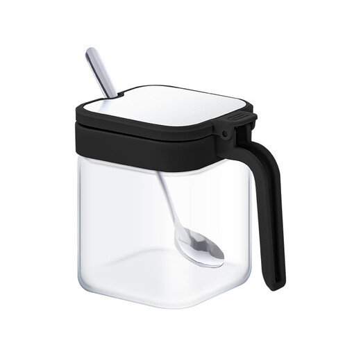 Enshousu new seasoning box set household kitchen seasoning bottle storage box with lid seasoning bottle sealed seasoning jar seasoning box matte black one set stainless steel seasoning jar + spoon + sticker