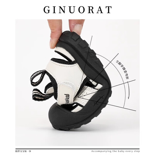 Chino Mouse Official Authentic Children's Sandals Boys' Summer Breathable Casual Sports Shoes Non-Slip Toddler Shoes for Baby Girls Black Size 22 (Suitable for Feet Length 13.0-13.5cm)