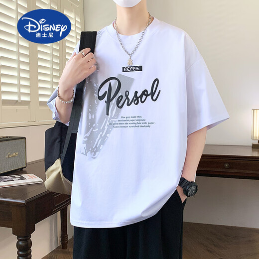 迪士尼（Disney）青少年夏季新款短袖t恤男孩学生宽松帅气冰丝半袖上衣服大童男装 693米色 170 M 80-95斤