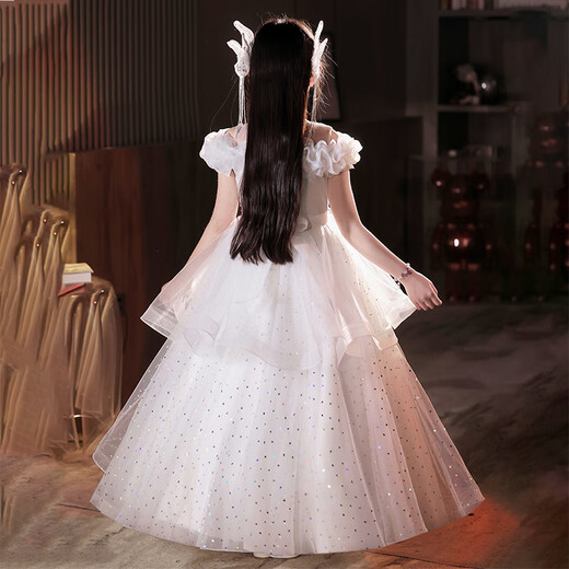 Энни Юер детское платье Light Luxury High-end Girl Host Guted Birthday Princess Юбка цветочная девочка для фортепиано костюм белый 130