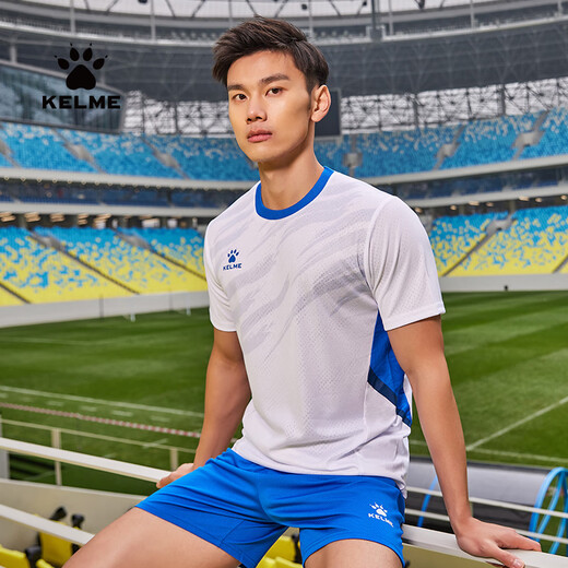 卡尔美（KELME）足球服定制短袖运动训练男款 白枣红M
