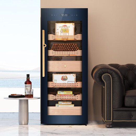 Vinocave cigar cabinet constant temperature and humidity household precision bionic climate ammonia removal fingerprint lock smart frequency conversion office cigar humidor V5 about 1500 pieces