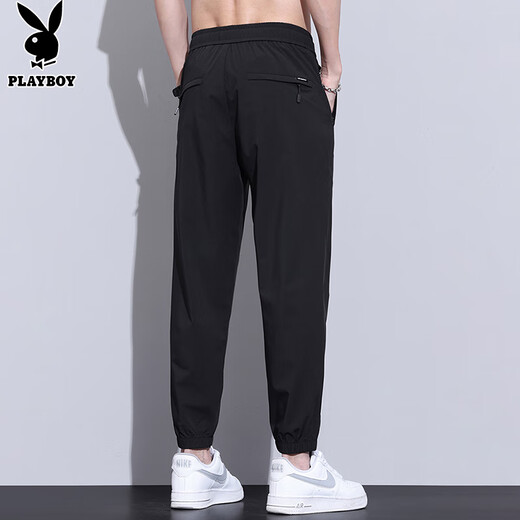 Playboy (Playboy) Casual Hosen für Männer Eis Seidenhosen für Männer Sommer dünne, schnell trocknende Jogginghosen losen Bindungsfüße trendige neun-Punkte-Hosen
