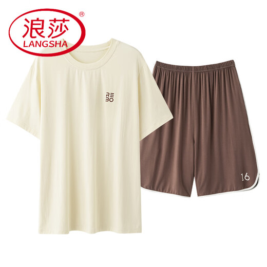 Langsha Pyjamas Paar Outfits One Men und One Women 2025 Neuer Sommer mit Brustpolster Modal Summer bewegt sich nach Hause Kleidung zum Sommer NSN15601 MEN 15801 Frauen mit Brustpolst xl Frauen + Männer's L.