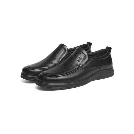 Red Dragonfly Left Month Lollow Lolow Leather Shoes 2025 Summer One-Pick Business Casual Shoes Men's WTA150511L Black Hollow 38