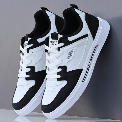 
Western Region Camel Men's Shoes 2025 New Autumn Leather Sports and Casual Shoes Men's All-match Fashion White Shoes Student Shoes White and Black 9910[K] 38
