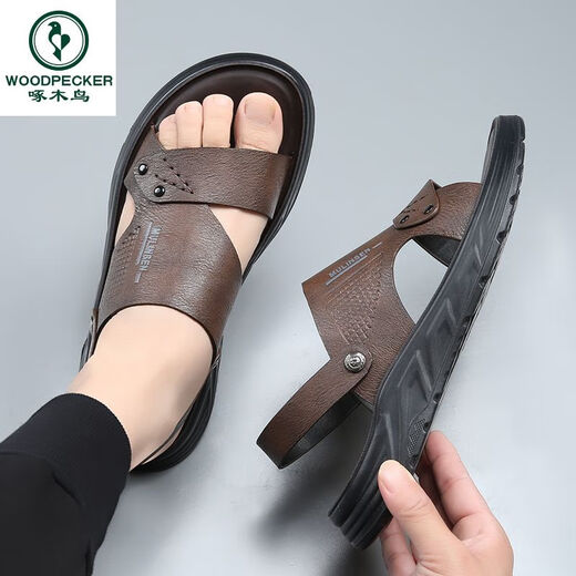 Sandalias de carpintero para hombres de moda 2025 ropa de verano sin deslizamiento de zapatillas de playa casuales sin deslizamiento para hombres de cuero suave para hombres, zapatillas de doble propósito transpirables gris 11155 38