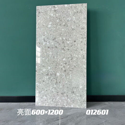 Dengyu Whole Body Bright Light Terrazzo Tiles en céramique 600x1200 Chaîne de vêtements de restauration Bureau de bureau Hôtel Tiles de plancher Q12609 7501500