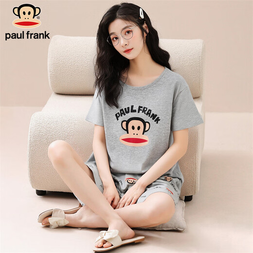 PAUL FRANK大嘴猴睡衣女夏季纯棉薄款短袖短裤全棉卡通家居服夏天套装可外穿