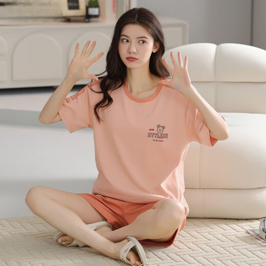 莫代尔2025新款睡衣女夏季纯棉套头短袖短裤可外穿家居服套装 Z9854 M [建议80-100斤穿]