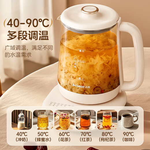 CHIGO Health Kettle 2L Mini Kettle Constant Temperature Hot Water Kettle Electric Kettle Home Office Multifunctional Flower Teapot Black Tea Tea Maker Tea Kettle 304 Heating Plate 2L Large Capacity Standard Version