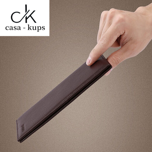 casa-kupsCK钱包男士长款真皮2025新款头层牛皮带拉链钱夹大容量皮夹卡包 黑色-加围厚款