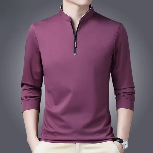 
Pierre cardin high-end brand summer ice silk T-shirt men's stand collar solid color semi-zipper Korean version middle-aged and young casual top polo. shirt P6623 pure black M 165 Recommended [95-115Jin [Jin equals 0.5 kg]]