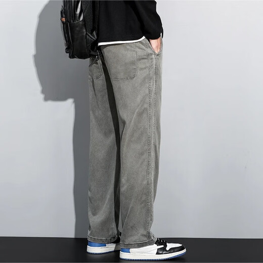 Jeans Summer Fin Jeans para hombres Pantalones heterosexuales sueltos para hombres nuevos Pantalones de seda de hielo versátiles versátiles de los hombres para hombres 1048 gris 3xl [recomendado 165-175Jin [Jin iguala 0.5 kg] desgaste]