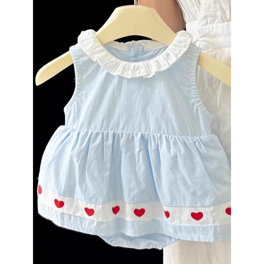 迪士尼（Disney）婴儿衣服夏季甜美包屁裙女宝宝可爱夏装洋气公主连衣裙超萌背心裙 6623*蓝哈衣 80