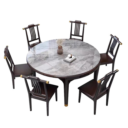 Youkaji Nouvelle table à manger en bois massif de dalle de roche chinoise carrée et cercle à double usage table MW-681 # Turtinable assorti