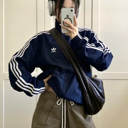 Adidas Clover 2025 Summer Classic Rayed Stand Collar Navy Retro Jacket IR9893 Navy IR9893 XS