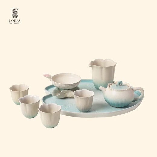 Lu Bao Qinghe Yajing ceramic tea set for home use high-end light luxury ladies exquisite high-looking tea set gift box Qinghe Yajing tea gift 1 piece
